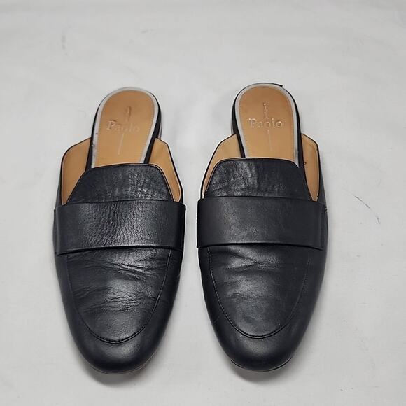 LINEA PAOLO ANNIE LOAFER MULES BLACK LEATHER LADIES 8 GUC - Picture 6 of 16